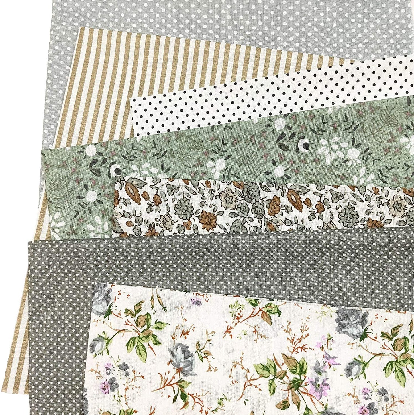 生地 布 花柄 50㎝×50㎝ DIY手芸用 綿 花柄 ハンドメイド 手作り 手芸 パッチワーク プリント 純綿 多様なパターンと色 おしゃれ パッチワーク 布セット 正方形 はぎれ (グレー) (緑)