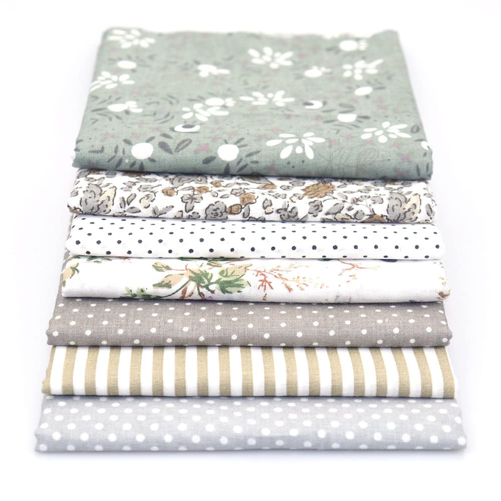 生地 布 花柄 50㎝×50㎝ DIY手芸用 綿 花柄 ハンドメイド 手作り 手芸 パッチワーク プリント 純綿 多様なパターンと色 おしゃれ パッチワーク 布セット 正方形 はぎれ (グレー) (緑)