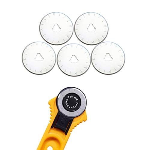 Wolfride 10枚セット ロータリーカッター替刃 28mm マルカッター円形ブレード 円形刃 目盛りつく 不織布等の裁断