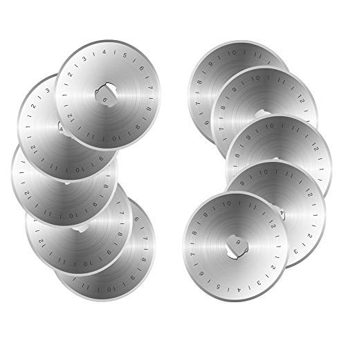 Wolfride 10枚セット ロータリーカッター替刃 28mm マルカッター円形ブレード 円形刃 目盛りつく 不織布等の裁断
