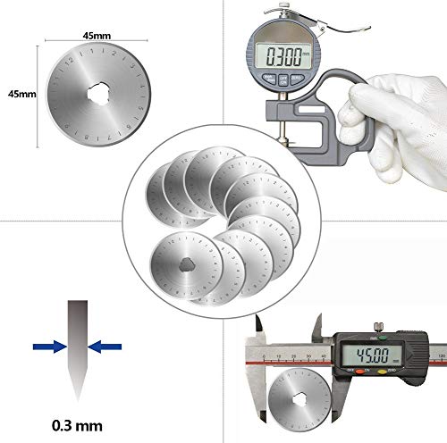 Wolfride 10枚セット ロータリーカッター替刃 28mm マルカッター円形ブレード 円形刃 目盛りつく 不織布等の裁断