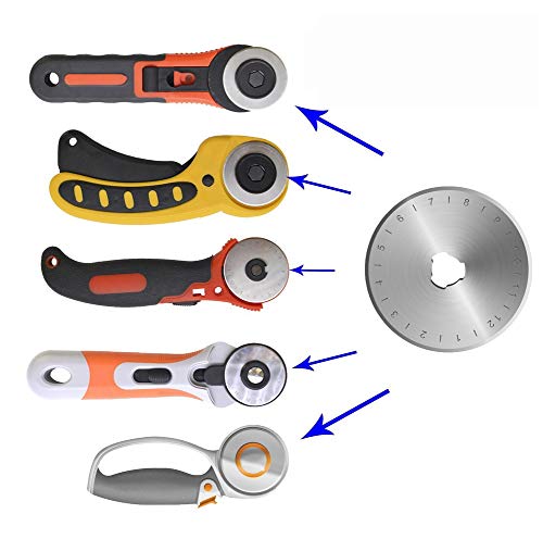 Wolfride 10枚セット ロータリーカッター替刃 28mm マルカッター円形ブレード 円形刃 目盛りつく 不織布等の裁断