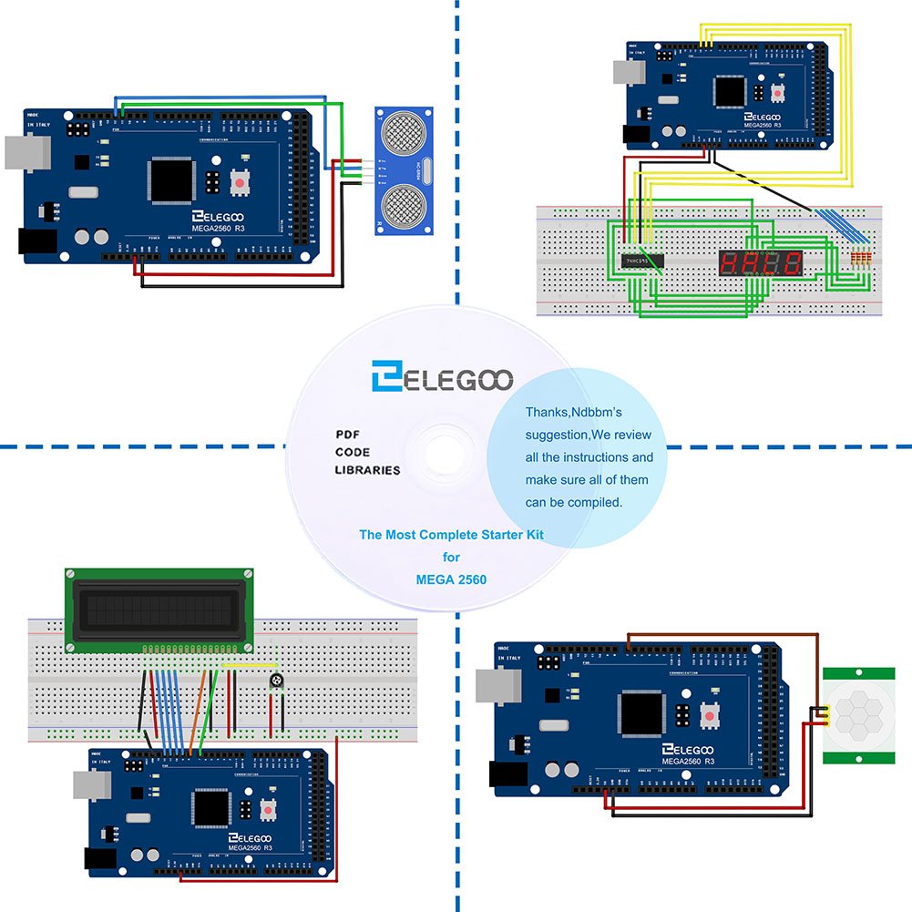 ELEGOO Arduino用のMega2560スタータキット最終版 初心者向け、チュートリアル付、MEGA 2560ボード, LCD1602