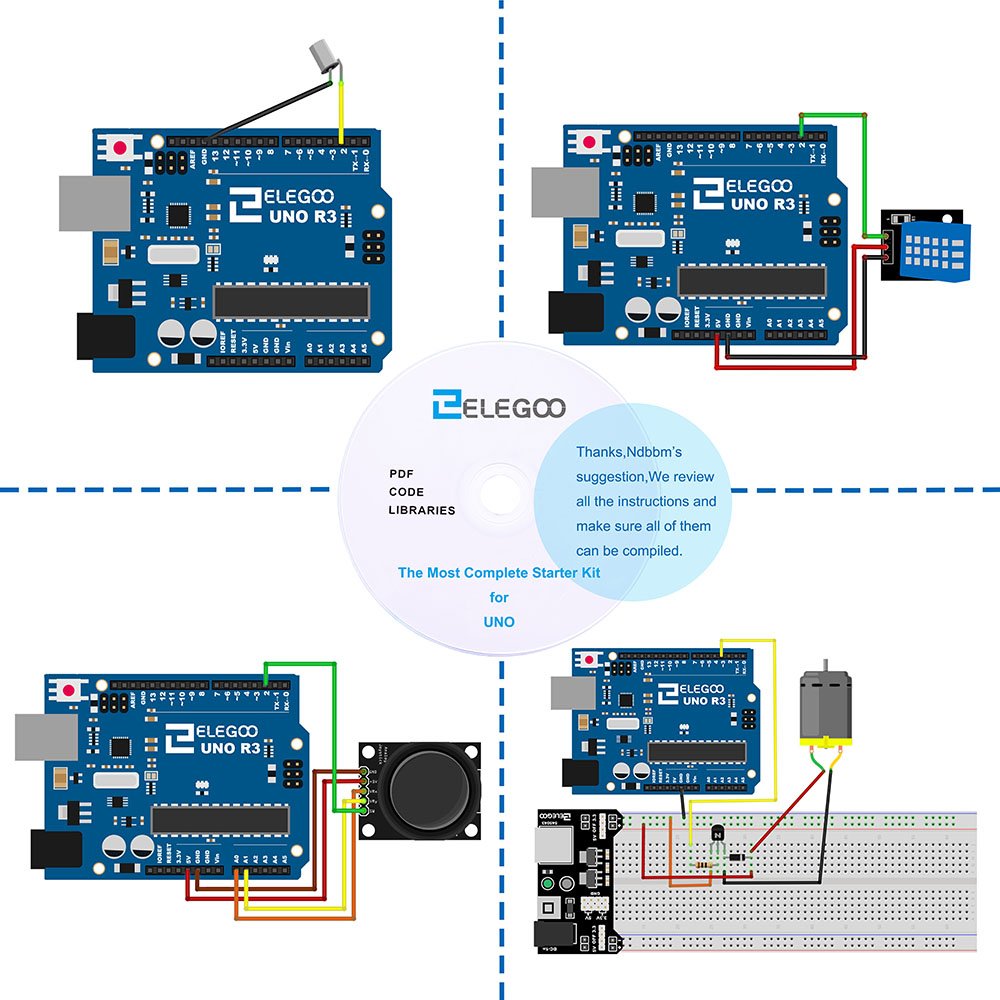 ELEGOO Arduino用のUNO R3 最終版スタータキット UNOチュートリアル付 (63 Items)