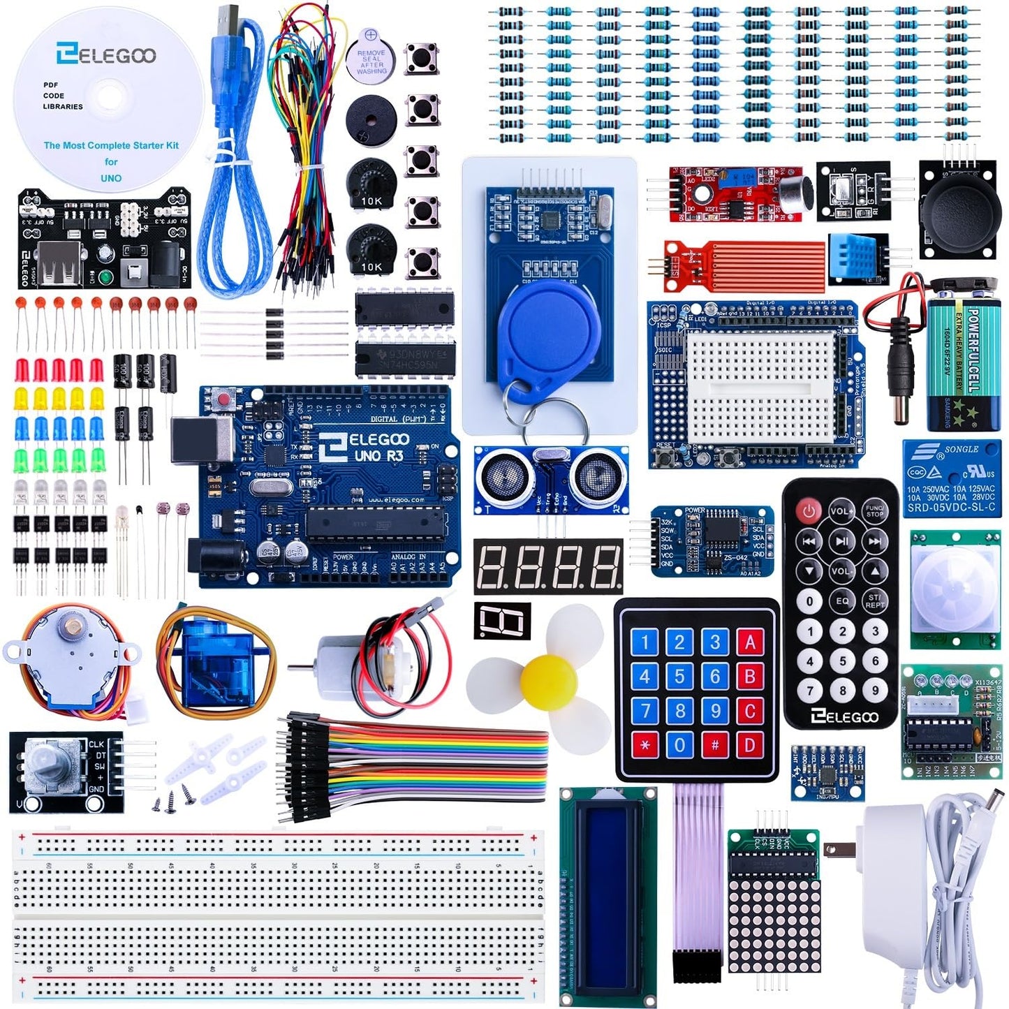 Elegoo Arduino 用 UNO R3 完全スターター キットには UNO チュートリアルが含まれています (63 項目)