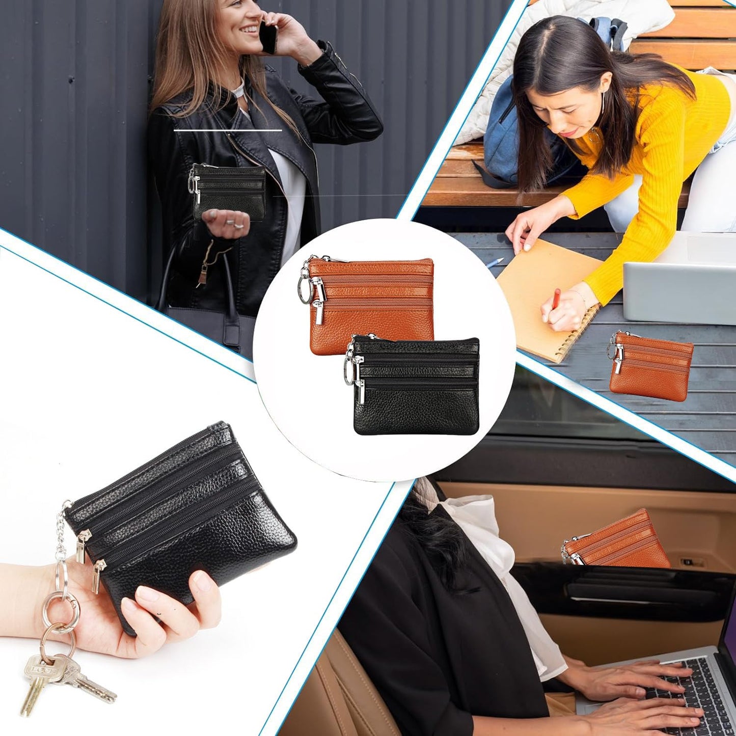 コインケース【GRTUFOBA】本革 コインケース 小銭入れ 3段 ファスナー 小銭入 カードポケット キーリング 付 小さい財布 男女兼用