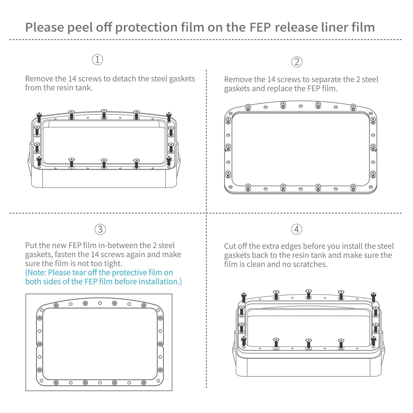 ELEGOO FEP 剥離ライナーフィルム Mars 4 LCD 3D プリンター用、強力な剥離機能と 95% の光透過率、206*146mm、厚さ 0.15mm (5 枚セット)