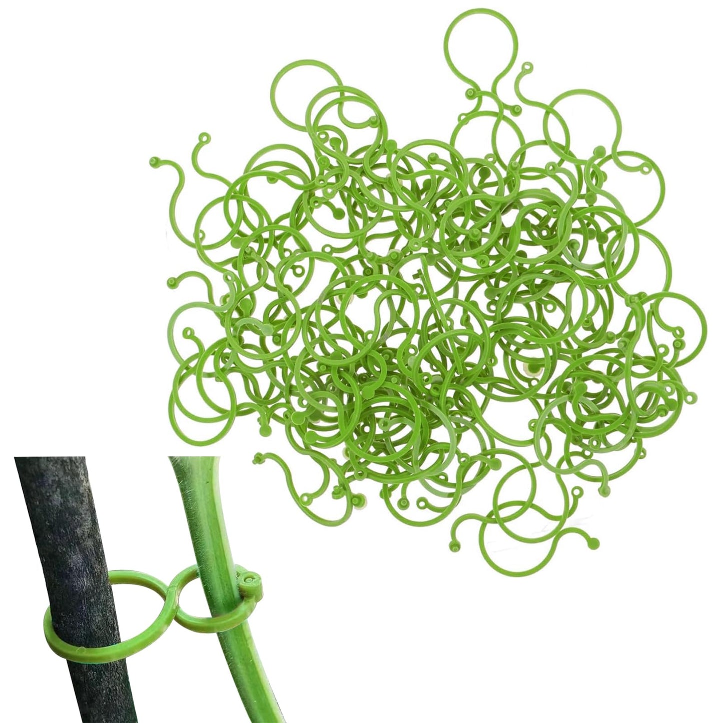 誘引クリップ 植物サポートクリップ (100個入り) 支柱クリップ 園芸 クリップ 庭の植物サポートリング