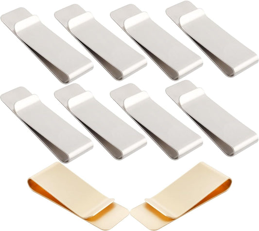 10個セット マネークリップ、ステンレススチールカードクリップ 男性/女性用、 プレーンタイプ スマートペーパークリップ、お財布いらず お札はさみ