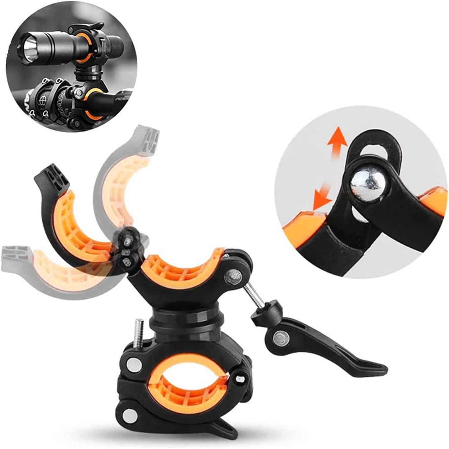 自転車 ライトホルダー ラバー ブラック 懐中電灯ホルダー 360度回転 サイズ調整可能 取り付け簡単