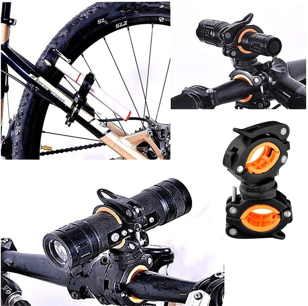 自転車 ライトホルダー ラバー ブラック 懐中電灯ホルダー 360度回転 サイズ調整可能 取り付け簡単