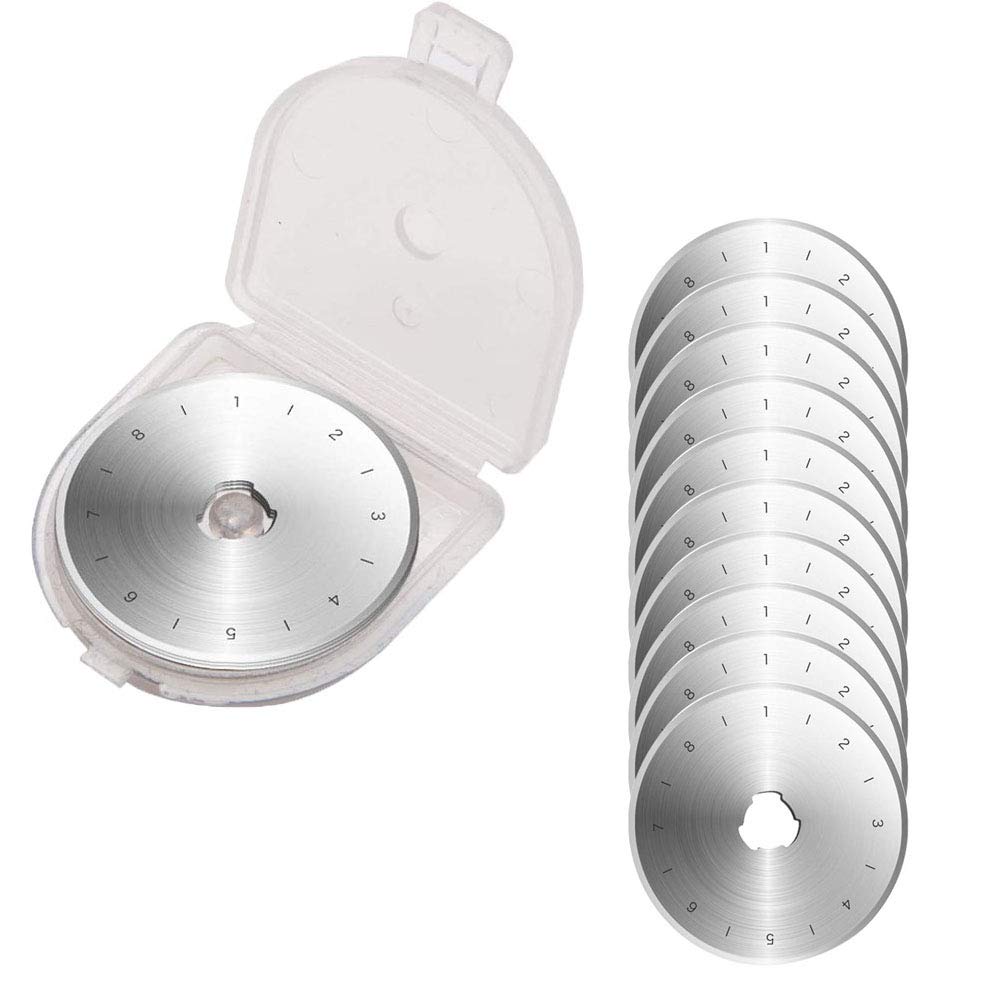 Wolfride 10枚セット ロータリーカッター替刃 28mm マルカッター円形ブレード 円形刃 目盛りつく 不織布等の裁断