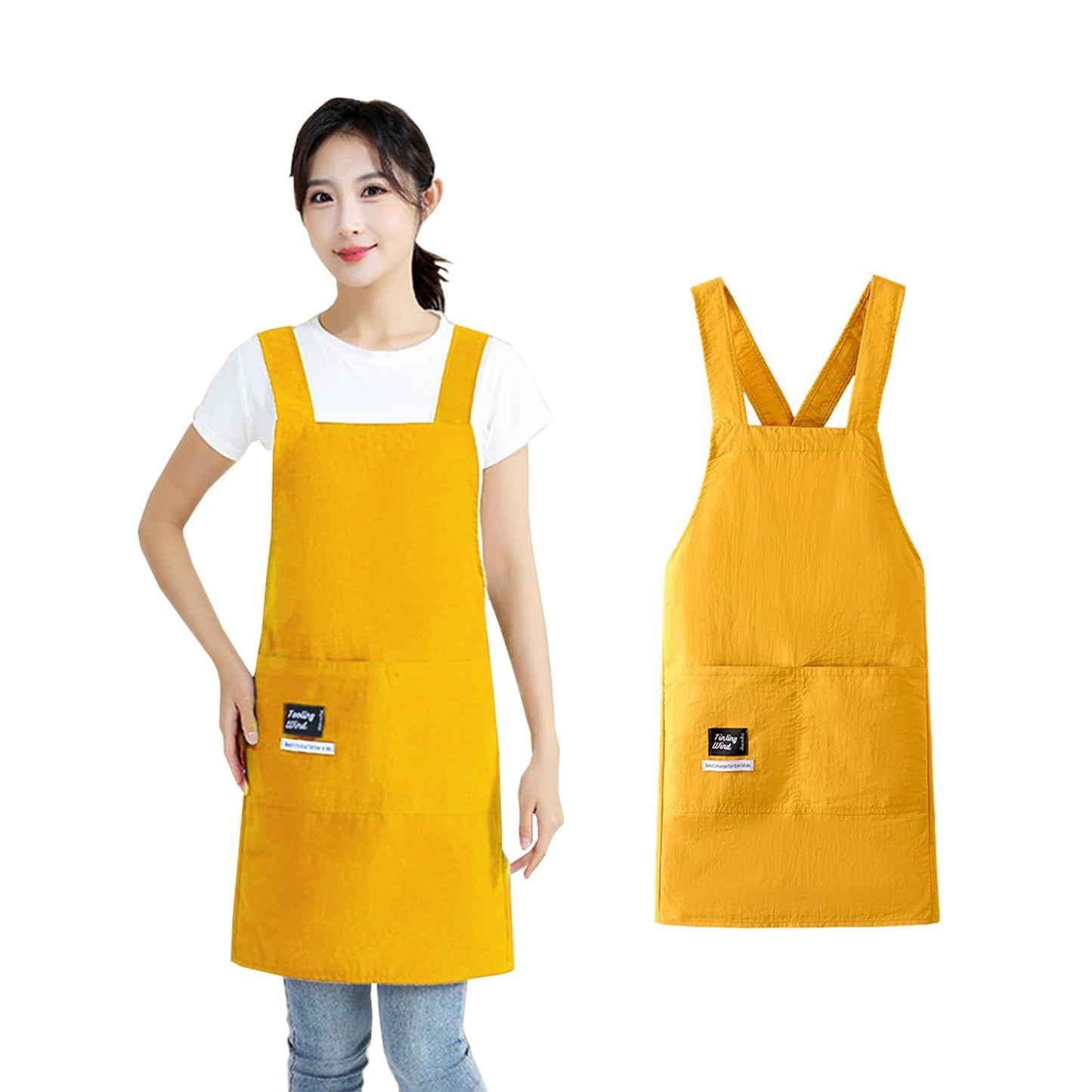 [GRTUFOBA] エプロン レディース 可愛い 保育士 エプロン H型 前掛け エプロン おしゃれ 大容量ポケット 汚れにくい シワ防止 通気性 保育士 レストラン 美容師 業務用 家庭用 作業用