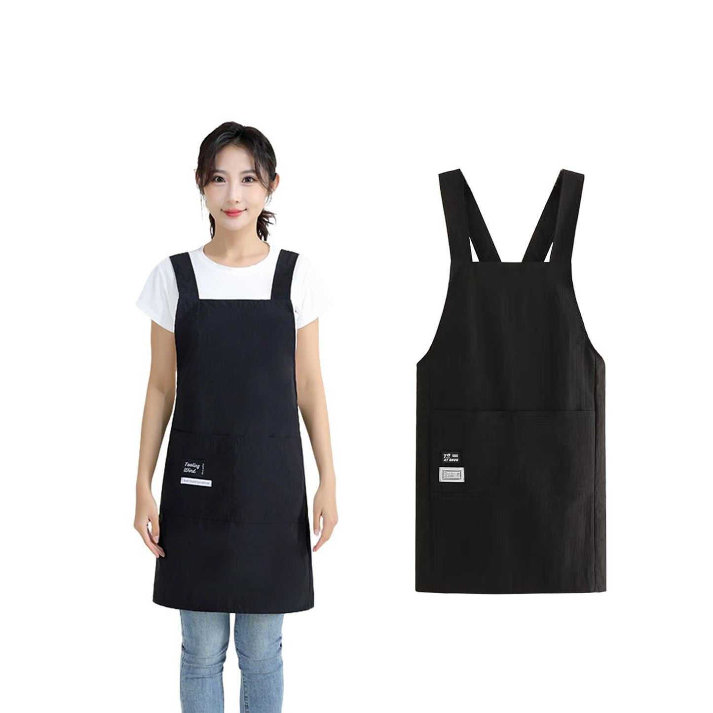 [GRTUFOBA] エプロン レディース 可愛い 保育士 エプロン H型 前掛け エプロン おしゃれ 大容量ポケット 汚れにくい シワ防止 通気性 保育士 レストラン 美容師 業務用 家庭用 作業用